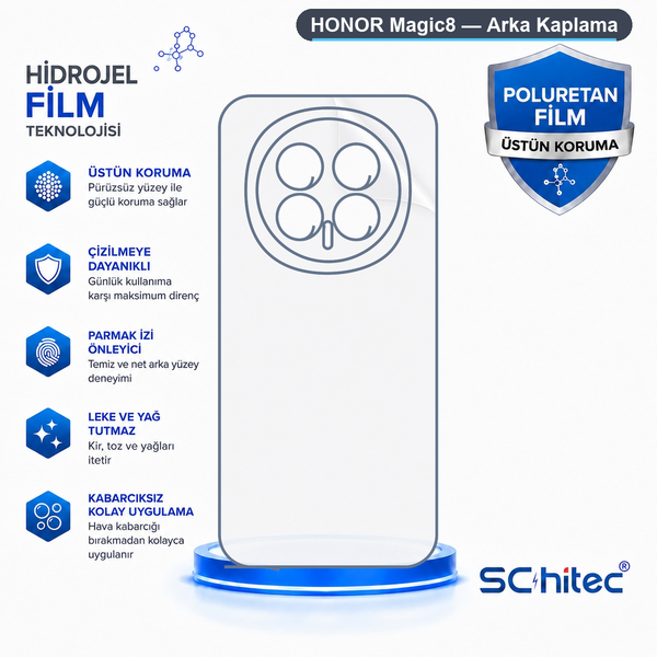 ScHitec Honor Magic8 Uyumlu Arka Yüzey Hidrojel Koruyucu Film