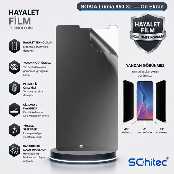 ScHitec Nokia Lumia 950 XL Uyumlu Ön Yüzey Hayalet Privacy Hidrojel Ekran Koruyucu