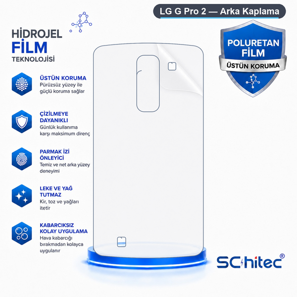 ScHitec LG G Pro 2 Uyumlu Arka Yüzey Hidrojel Koruyucu Film