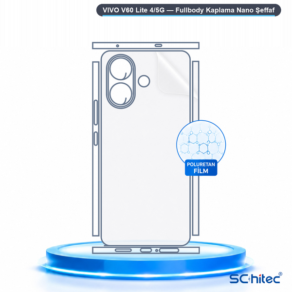 ScHitec Vivo V60 Lite 4/5G Uyumlu Fullbody Arka Kaplama Hidrojel Koruyucu Film