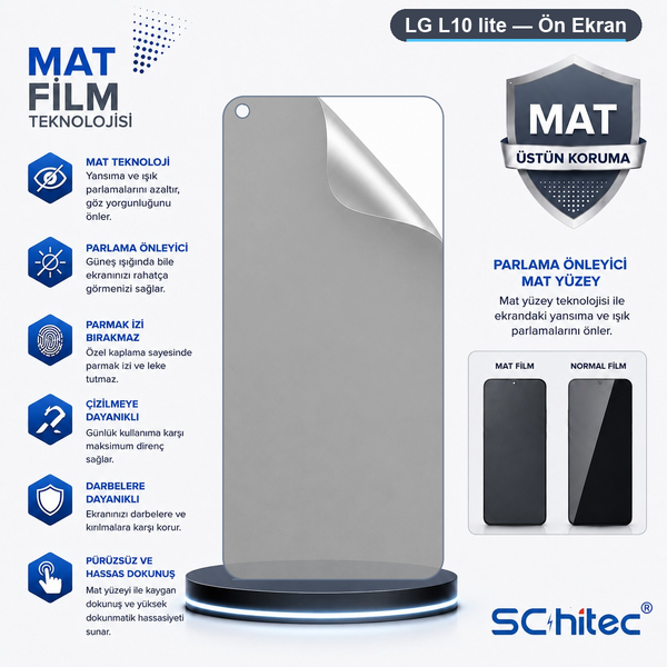 ScHitec LG L10 Lite Uyumlu Ön Yüzey Mat Hidrojel Ekran Koruyucu