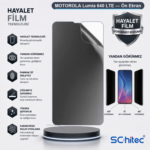 ScHitec Motorola Lumia 640 LTE Uyumlu Ön Yüzey Hayalet Privacy Hidrojel Ekran Koruyucu