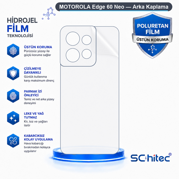 ScHitec Motorola Edge 60 Neo Uyumlu Arka Yüzey Hidrojel Koruyucu Film