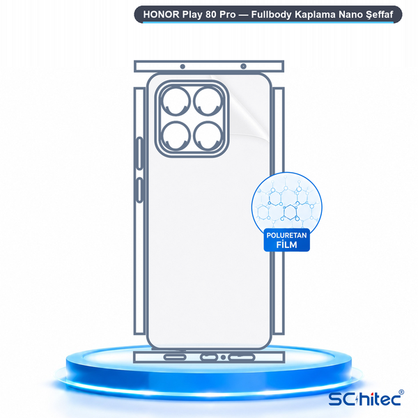 ScHitec Honor Play 80 Pro Uyumlu Fullbody Arka Kaplama Hidrojel Koruyucu Film