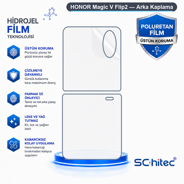 ScHitec Honor Magic V Flip2 Uyumlu Arka Yüzey Hidrojel Koruyucu Film
