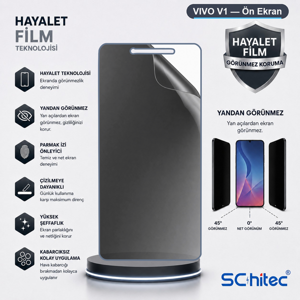 ScHitec Vivo V1 Uyumlu Ön Yüzey Hayalet Privacy Hidrojel Ekran Koruyucu