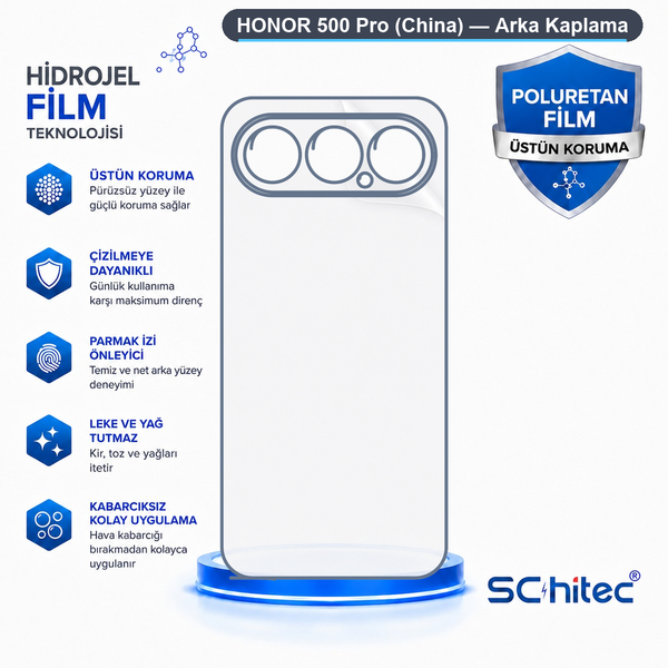 ScHitec Honor 500 Pro (China) Uyumlu Arka Yüzey Hidrojel Koruyucu Film