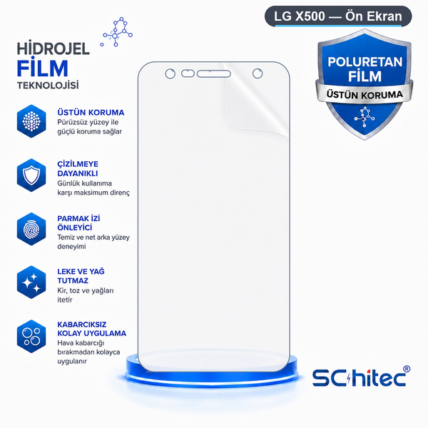 ScHitec LG X500 Uyumlu Ön Yüzey Nano Şeffaf Hidrojel Ekran Koruyucu