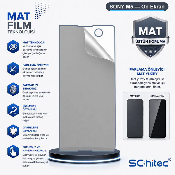 ScHitec Sony M5 Uyumlu Ön Yüzey Mat Hidrojel Ekran Koruyucu