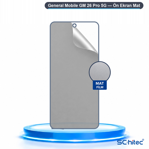 ScHitec General Mobile GM 26 Pro 5G Uyumlu Ön Yüzey Mat Hidrojel Ekran Koruyucu