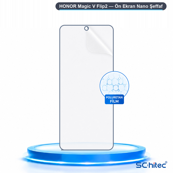 ScHitec Honor Magic V Flip2 Uyumlu Ön Yüzey Nano Şeffaf Hidrojel Ekran Koruyucu