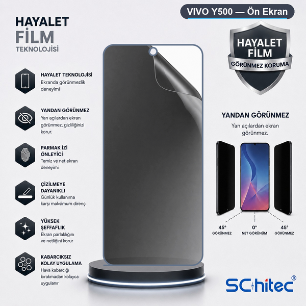 ScHitec Vivo Y500 Uyumlu Ön Yüzey Hayalet Privacy Hidrojel Ekran Koruyucu