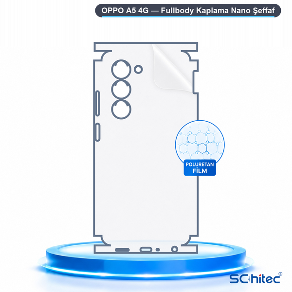 ScHitec Oppo A5 4G Uyumlu Fullbody Arka Kaplama Hidrojel Koruyucu Film