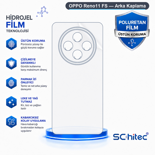 ScHitec Oppo Reno11 Fs Uyumlu Arka Yüzey Hidrojel Koruyucu Film