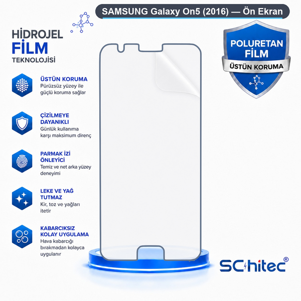 ScHitec Samsung Galaxy On5 (2016) Uyumlu Ön Yüzey Nano Şeffaf Hidrojel Ekran Koruyucu