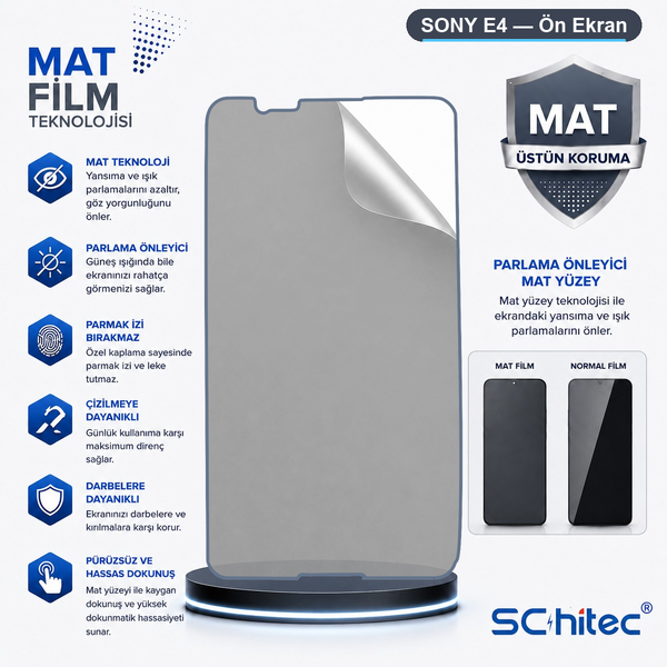 ScHitec Sony E4 Uyumlu Ön Yüzey Mat Hidrojel Ekran Koruyucu