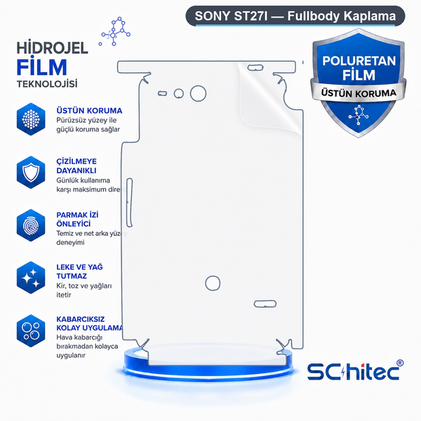ScHitec Sony St27I Uyumlu Fullbody Arka Kaplama Hidrojel Koruyucu Film