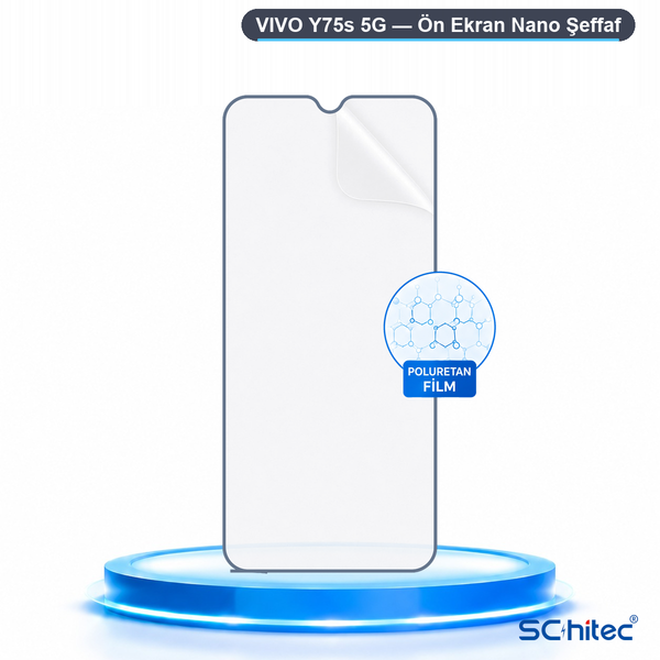 ScHitec Vivo Y75S 5G Uyumlu Ön Yüzey Nano Şeffaf Hidrojel Ekran Koruyucu