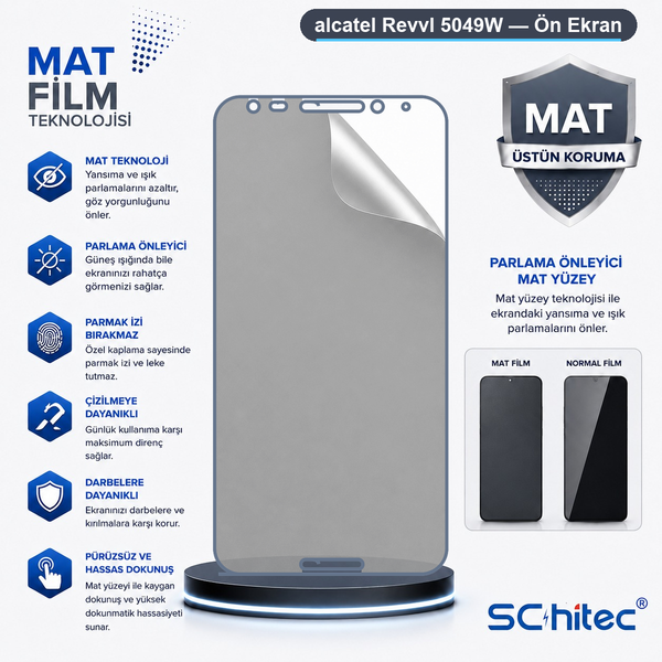 ScHitec Alcatel Revvl 5049W Uyumlu Ön Yüzey Mat Hidrojel Ekran Koruyucu