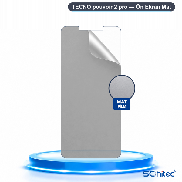 ScHitec Tecno Pouvoir 2 Pro Uyumlu Ön Yüzey Mat Hidrojel Ekran Koruyucu
