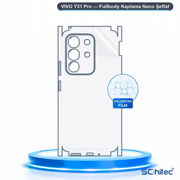 ScHitec Vivo Y31 Pro Uyumlu Fullbody Arka Kaplama Hidrojel Koruyucu Film
