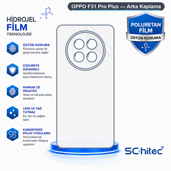 ScHitec Oppo F31 Pro Plus Uyumlu Arka Yüzey Hidrojel Koruyucu Film