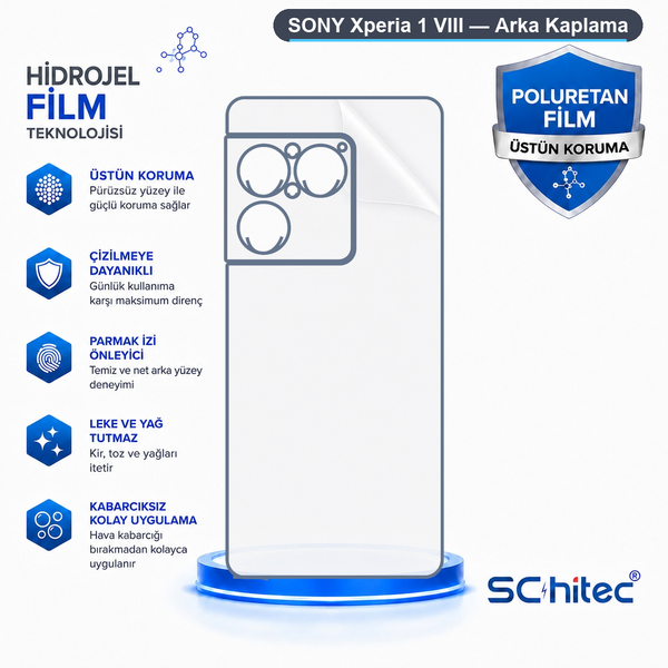 ScHitec Sony Xperia 1 VIII Uyumlu Arka Yüzey Hidrojel Koruyucu Film
