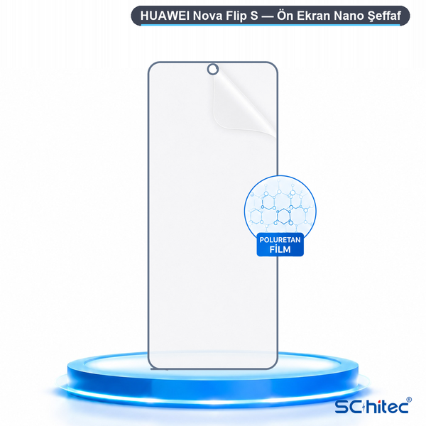 ScHitec Huawei Nova Flip S Uyumlu Ön Yüzey Nano Şeffaf Hidrojel Ekran Koruyucu