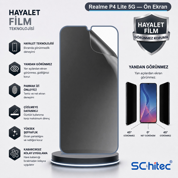 ScHitec Realme P4 Lite 5G Uyumlu Ön Yüzey Hayalet Privacy Hidrojel Ekran Koruyucu