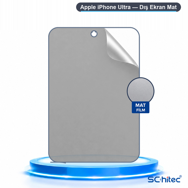 ScHitec Apple iPhone Ultra Uyumlu Dış Ekran Mat Hidrojel Ekran Koruyucu