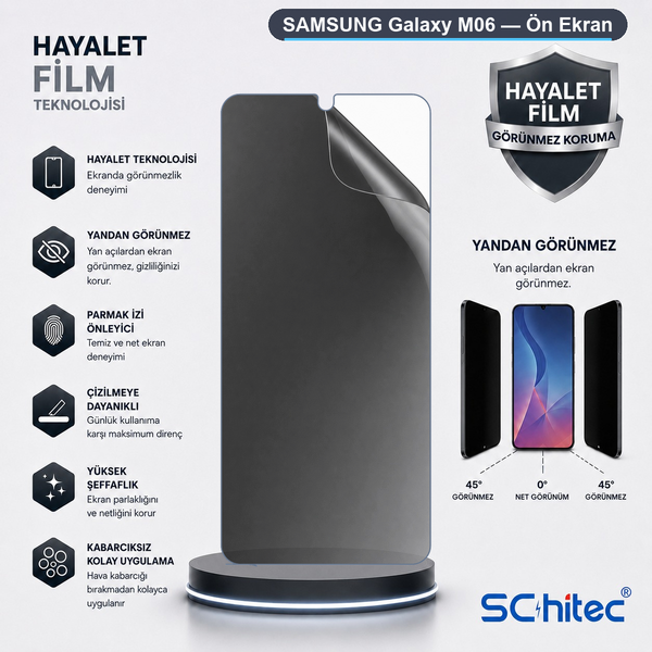 ScHitec Samsung Galaxy M06 Uyumlu Ön Yüzey Hayalet Privacy Hidrojel Ekran Koruyucu