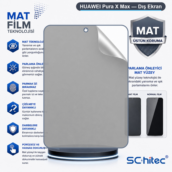 ScHitec Huawei Pura X Max Uyumlu Dış Ekran Mat Hidrojel Ekran Koruyucu