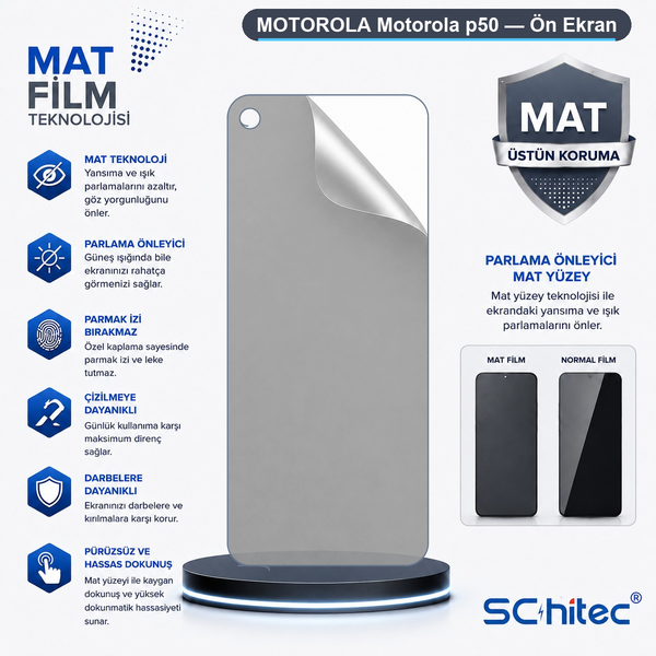 ScHitec Motorola Motorola P50 Uyumlu Ön Yüzey Mat Hidrojel Ekran Koruyucu