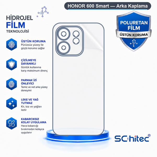 ScHitec Honor 600 Smart Uyumlu Arka Yüzey Hidrojel Koruyucu Film