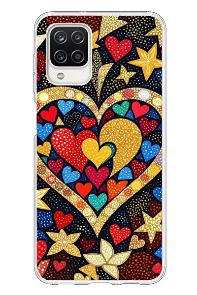Le Balvo Samsung Galaxy A12 Uyumlu Kalplerimiz Baskılı Silikon Kılıf