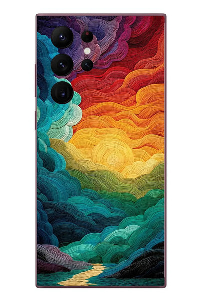Le Balvo Samsung Galaxy S22 Ultra Uyumlu Gün Doğumu ve Batımı Baskılı Silikon Kılıf