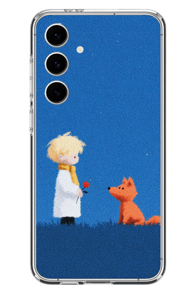Le Balvo Samsung Galaxy S24 FE Uyumlu Sarışın Çocuk ve Köpek Baskılı Silikon Kılıf
