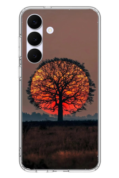 Le Balvo Samsung Galaxy S25 FE Uyumlu Güneşe Denk Gelen Ağaç Baskılı Silikon Kılıf