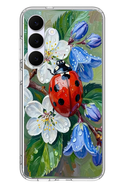 Le Balvo Samsung Galaxy S25 FE Uyumlu Uğur Böceği Yağlı Boya Baskılı Silikon Kılıf