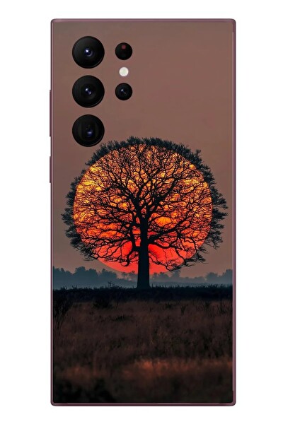 Le Balvo Samsung Galaxy S22 Ultra Uyumlu Güneşe Denk Gelen Ağaç Baskılı Silikon Kılıf
