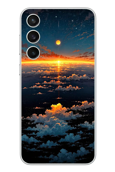 Le Balvo Samsung Galaxy S23 FE Uyumlu Gün Batımı ve Ay Baskılı Silikon Kılıf