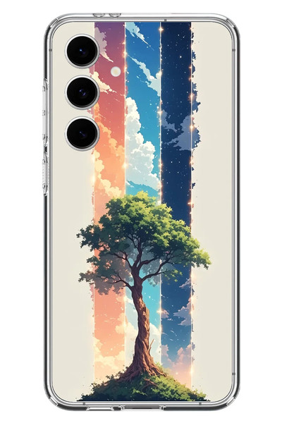Le Balvo Samsung Galaxy S24 FE Uyumlu Yalnız Ağaç Dört Mevsim Baskılı Silikon Kılıf