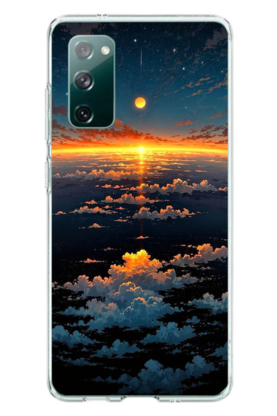 Le Balvo Samsung Galaxy S20 FE Uyumlu Gün Batımı ve Ay Baskılı Silikon Kılıf