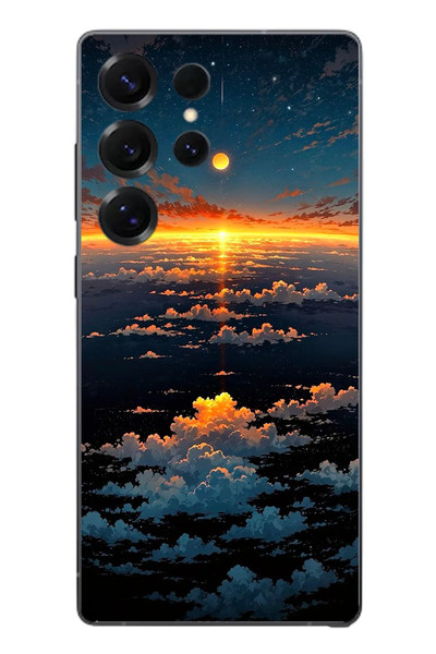 Le Balvo Samsung Galaxy S25 Ultra Uyumlu Gün Batımı ve Ay Baskılı Silikon Kılıf