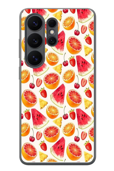 Le Balvo Samsung Galaxy S26 Ultra Uyumlu Karpuz ve Kan Portakalı Baskılı Silikon Kılıf