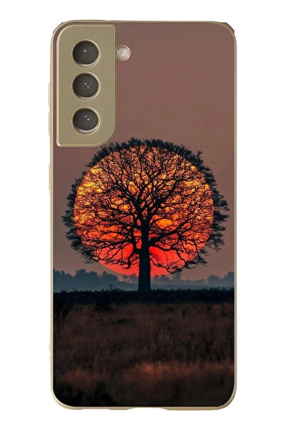 Le Balvo Samsung Galaxy S21 FE Uyumlu Güneşe Denk Gelen Ağaç Baskılı Silikon Kılıf