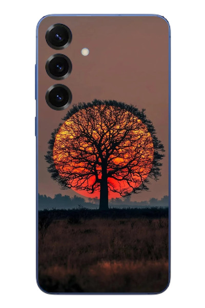 Le Balvo Samsung Galaxy S25 Plus Uyumlu Güneşe Denk Gelen Ağaç Baskılı Silikon Kılıf