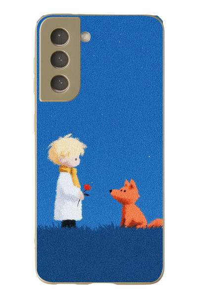 Le Balvo Samsung Galaxy S21 FE Uyumlu Sarışın Çocuk ve Köpek Baskılı Silikon Kılıf