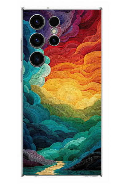 Le Balvo Samsung Galaxy S23 Ultra Uyumlu Gün Doğumu ve Batımı Baskılı Silikon Kılıf