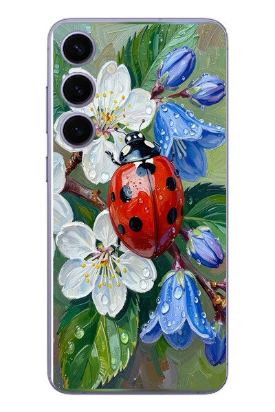 Le Balvo Samsung Galaxy S24 Plus Uyumlu Uğur Böceği Yağlı Boya Baskılı Silikon Kılıf